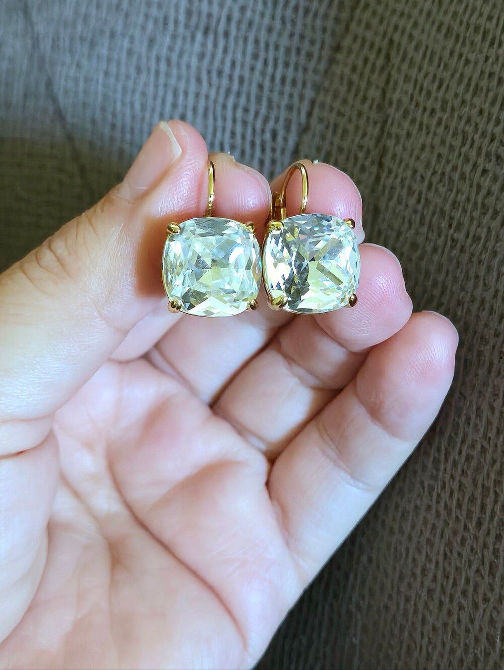 Kate Spade♠️ Clear Faceted Crystal💎 Cushion Earrings - Picture 3 of 16